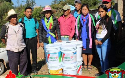 Entrega cubetas de pintura en Buenavista de las Pilas